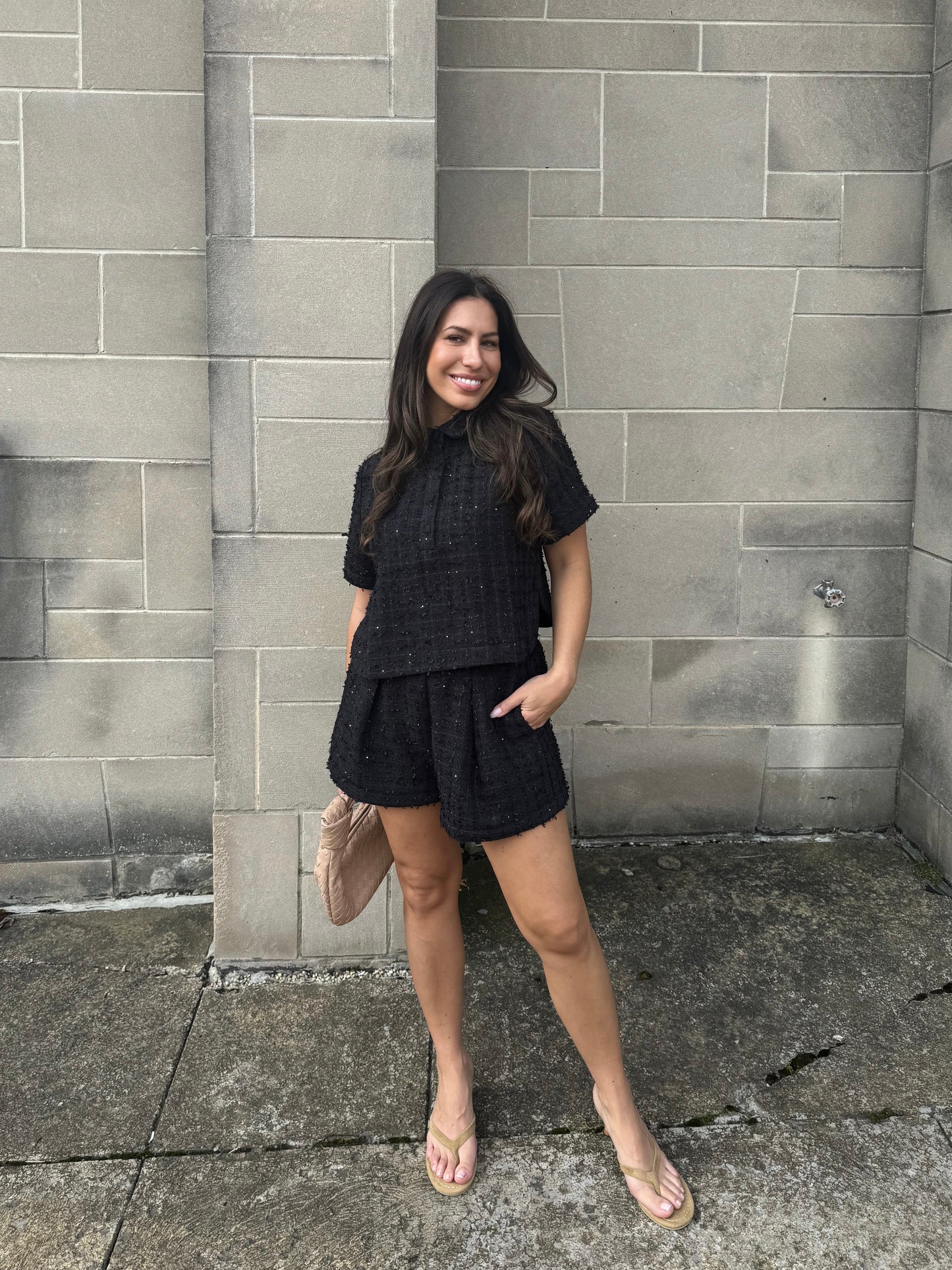 Sophia Tweed Pleated Shorts