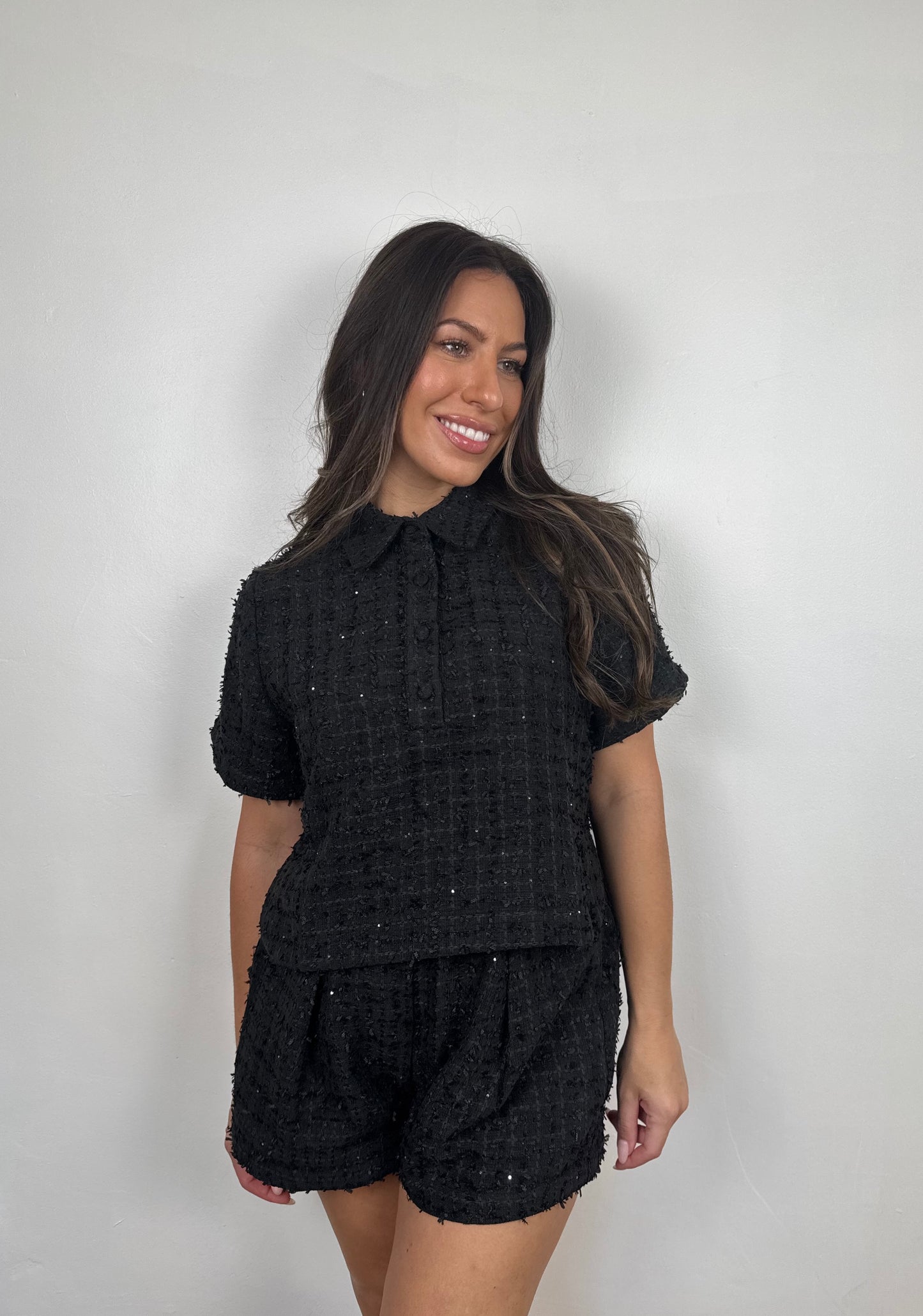 Sophia Tweed Collar Top