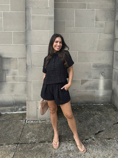 Sophia Tweed Pleated Shorts