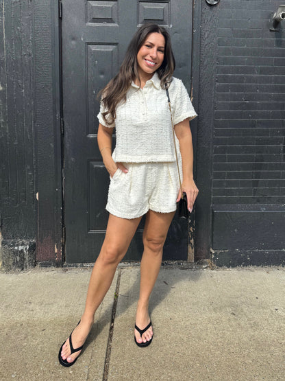 Sophia Tweed Pleated Shorts
