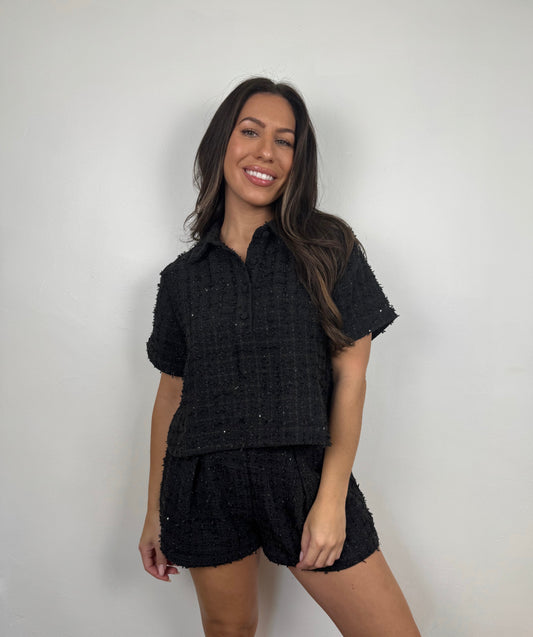 Sophia Tweed Pleated Shorts