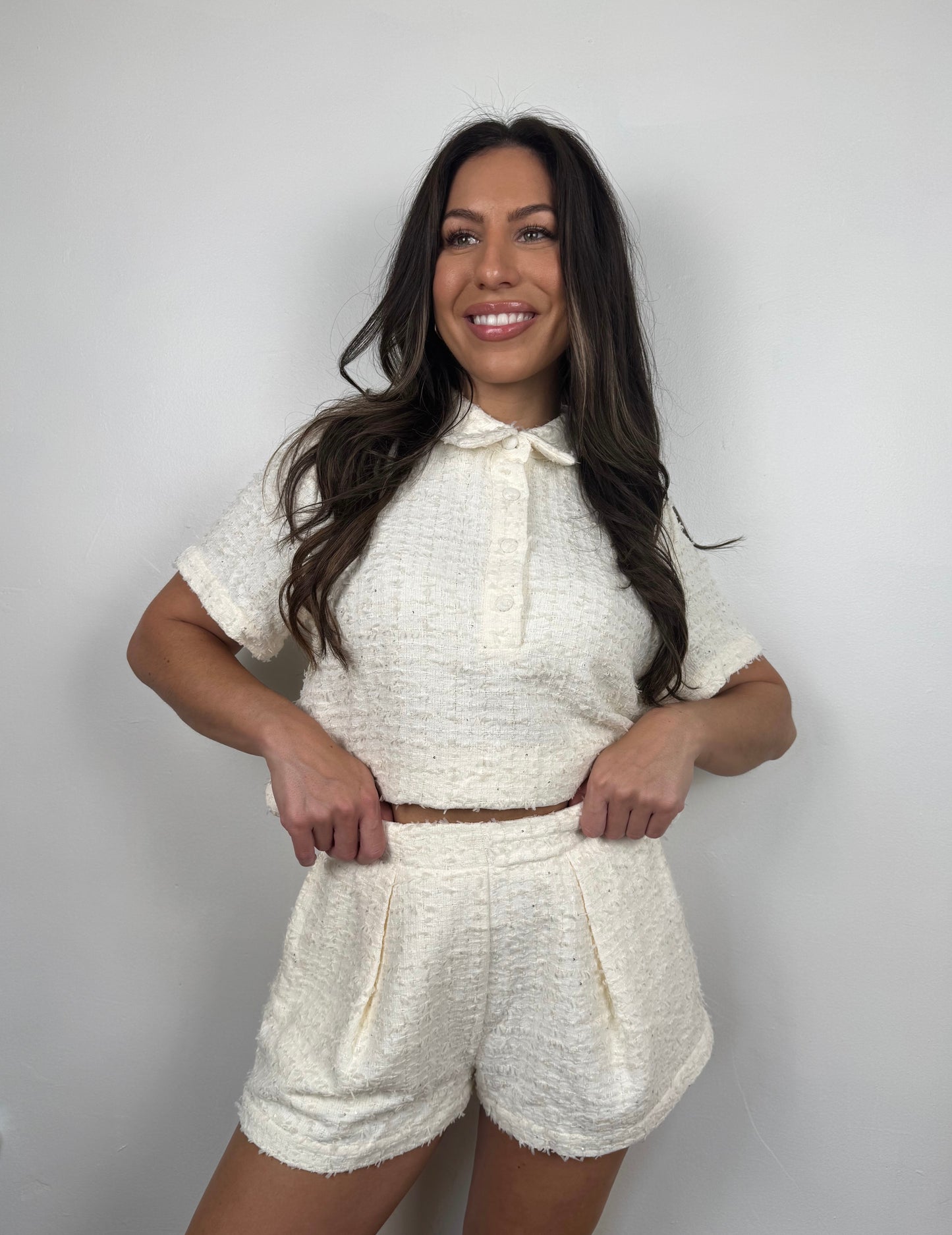 Sophia Tweed Collar Top